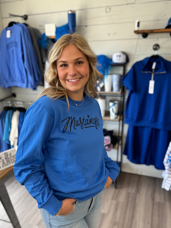 Royal Blue Mustangs Long Sleeve Tee