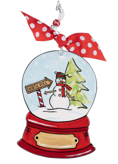 North Pole Snowglobe Flat Ornament