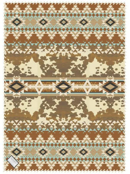 Hooey Tan and Cream Pattern Fleece Blanket