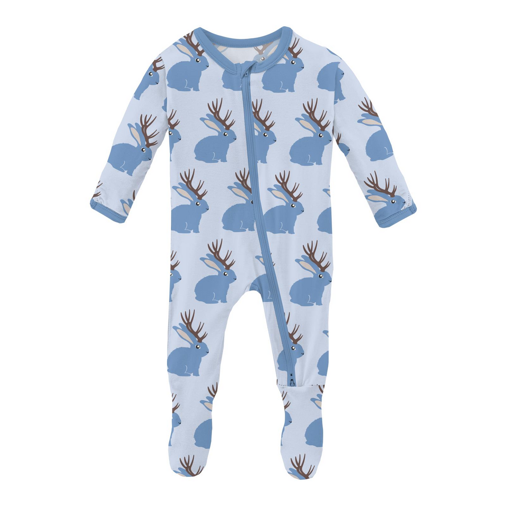 Kickee Footie with 2 Way Zipper - Dew Jackalope