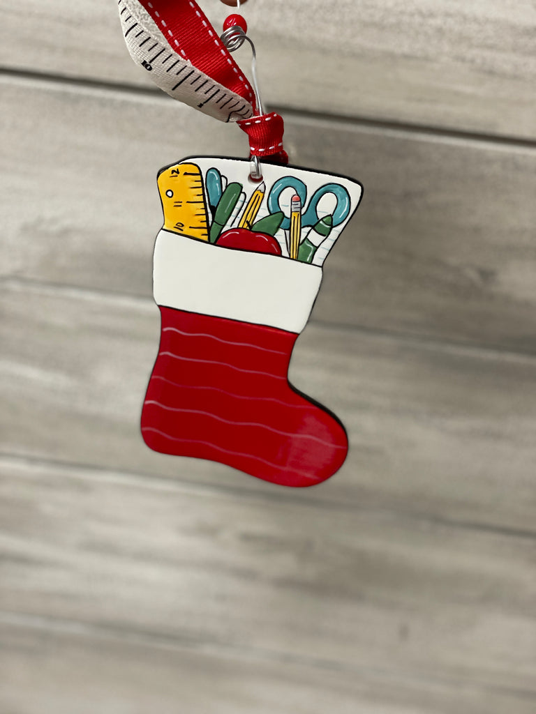 Teacher Stocking Flat Ornament