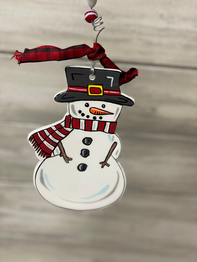 Snowman with Tophat Flat Ornament