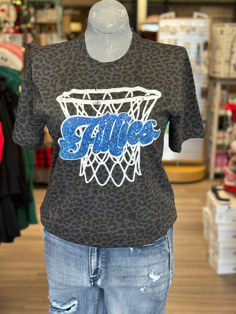 Olton Basketball Faux Glitter Leopard Tee - Fillies