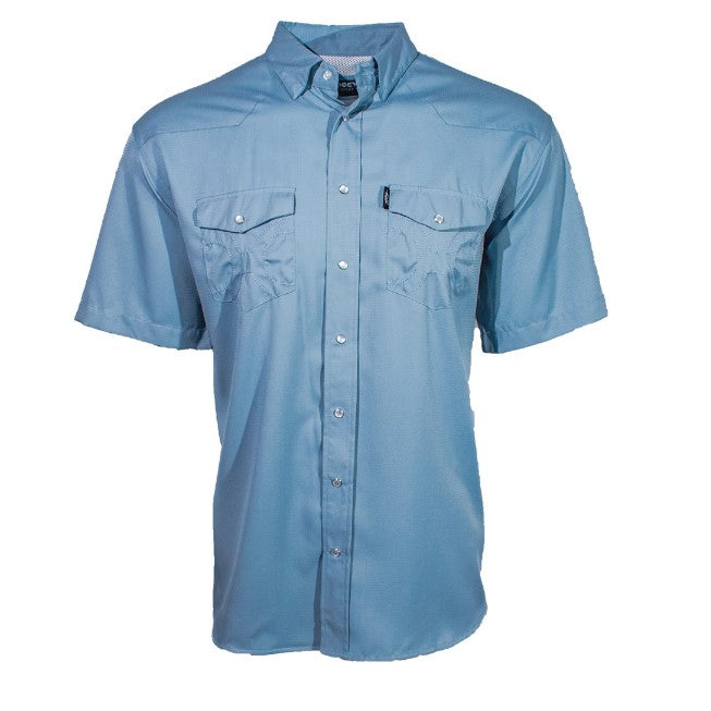 Sol Hooey Ashley Blue Short Sleeve Pearl Snap