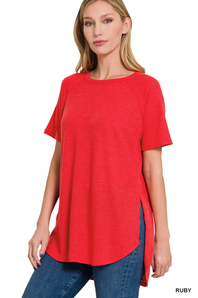 Melange Baby Waffle Short Sleeve Top