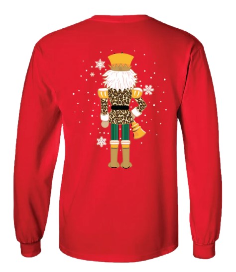 Youth Nutcracker on Red Long Sleeve Christmas Tee