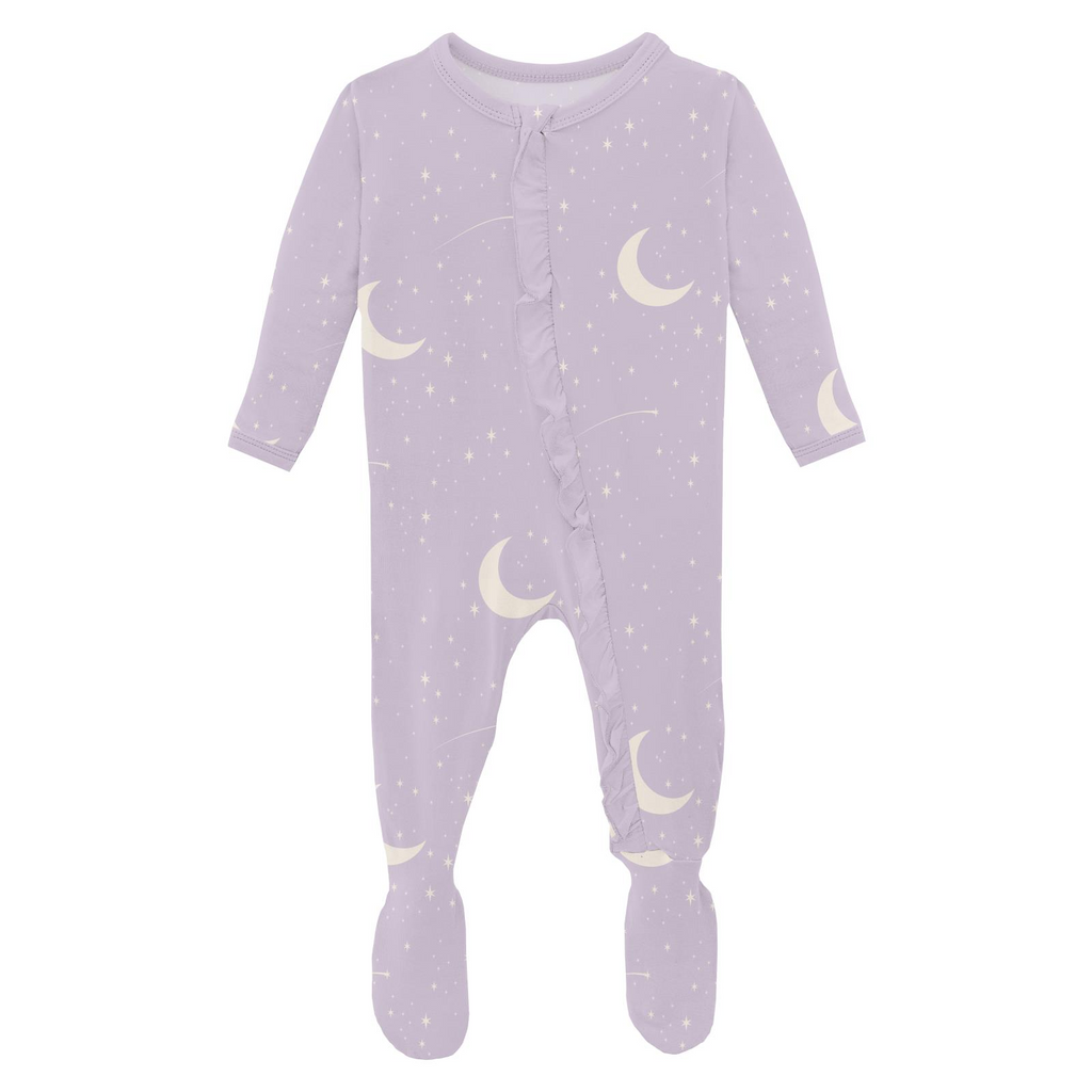 Kickee Footie with 2 Way Zipper - Thistle Starry Sky & Moon
