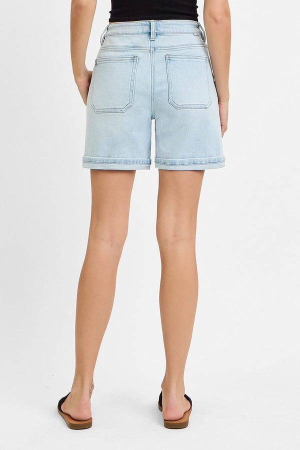Risen - High Rise Patch Pocket Cuffed Relaxed Shorts
