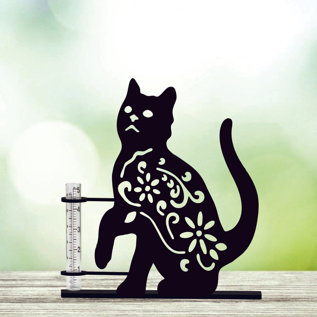 Cat with Designs Rain Gauge