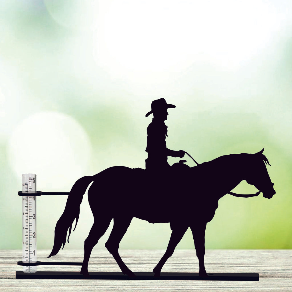 Cowboy on Horse Rain Gauge