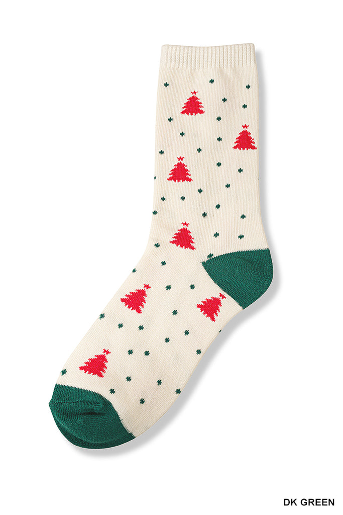 X-mas tree printed crew socks