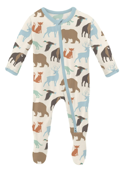 Kickee Pants Footie with 2 Way Zipper - National Wildlife Federation