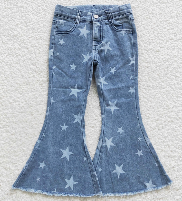 Girls Star Western Denim Bell Jeans