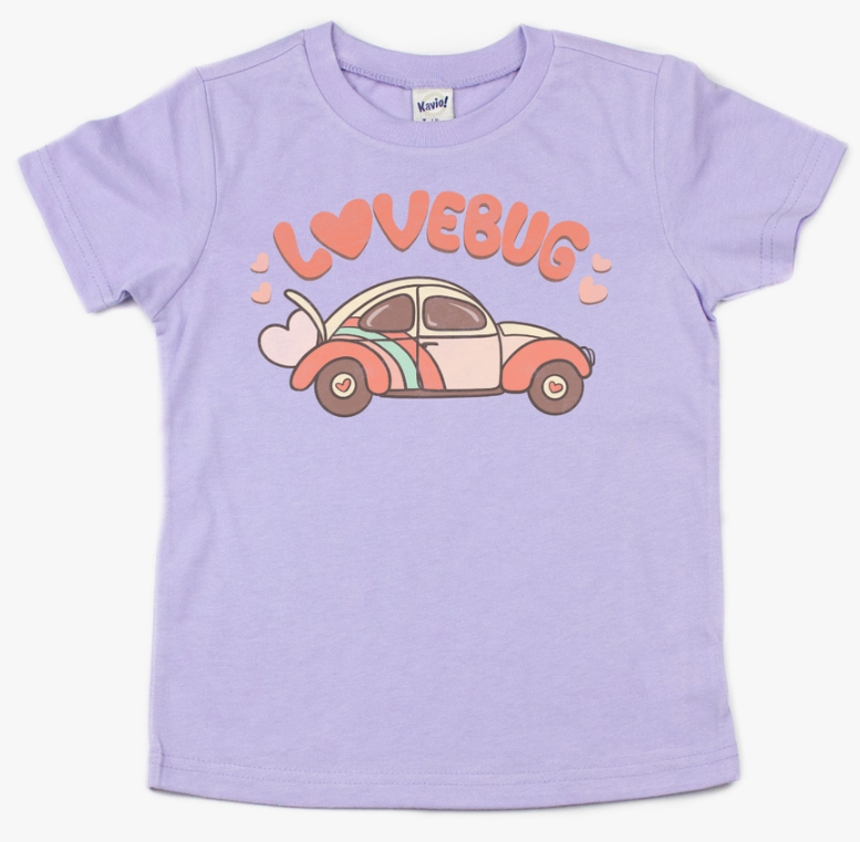 Love Bug Car-Girl Valentine Shirt-Printed Valentine Tee