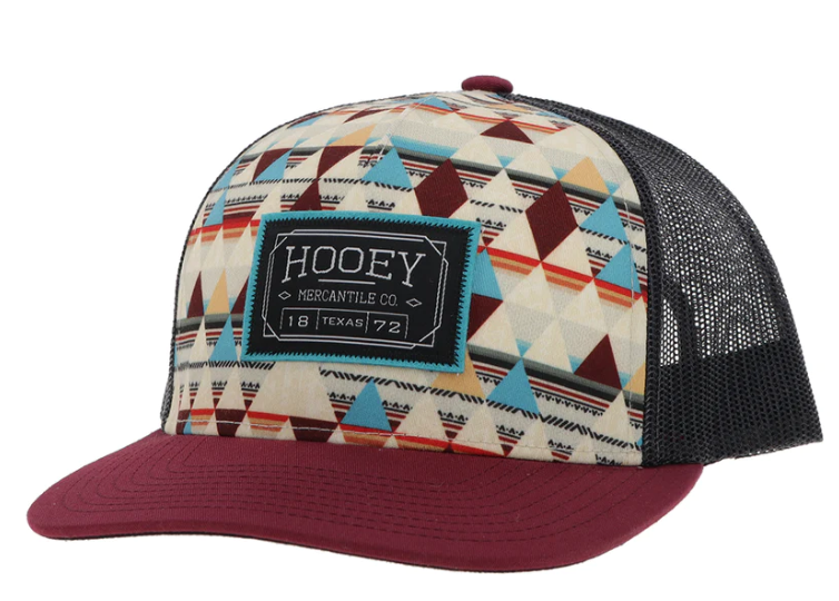 Hooey HORIZON HAT CREAM PATTERN /CHARCOAL W/BLACK & TURQUOISE PATCH