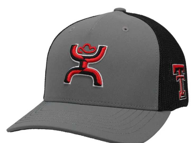 Hooey TEXAS TECH UNIVERSITY FLEXFIT HAT GREY/BLACK W/HOOEY LOGO (RED/BLACK)