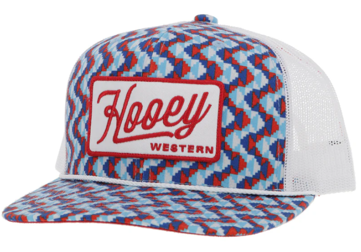 Hooey LAKOTA HAT BLUE/WHITE W/RED & WHITE PATCH