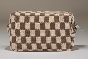 CHECKERED MAKEUP COSMETIC POUCH BAG