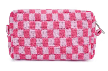 CHECKERED MAKEUP COSMETIC POUCH BAG