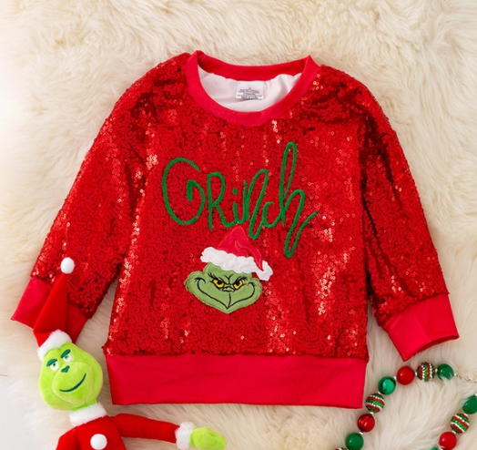 Grinch Red Sequins Sweatshirt