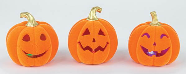 Fuzzy Orange Light Up Jack-O-Lantern