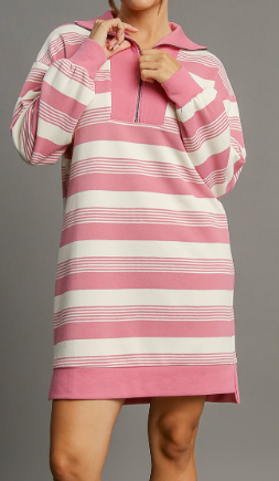 Stripe Half Zip Up Dress