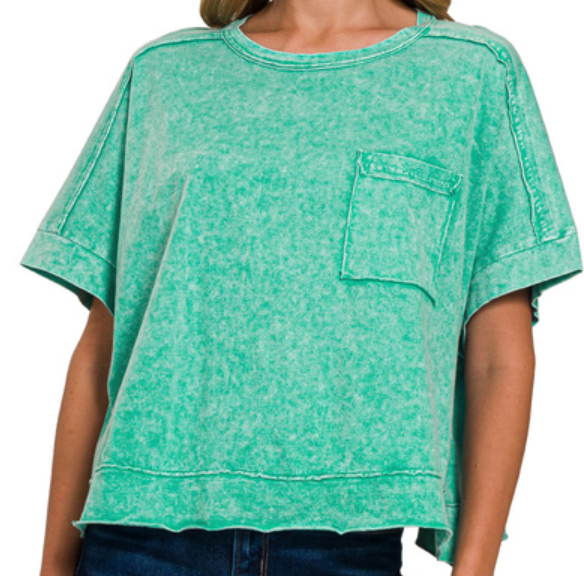 Halo Snow Washed Oversized Crop Box Tee