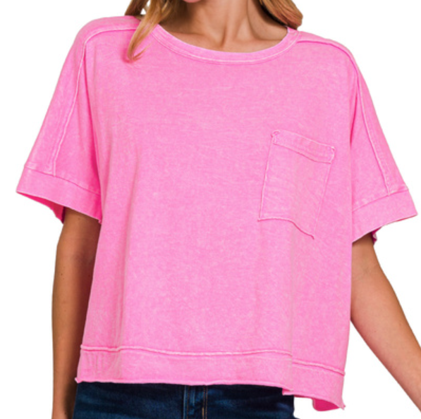 Halo Snow Washed Oversized Crop Box Tee