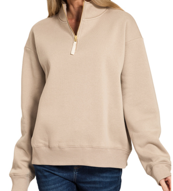 Fleece half zip sweatshirt