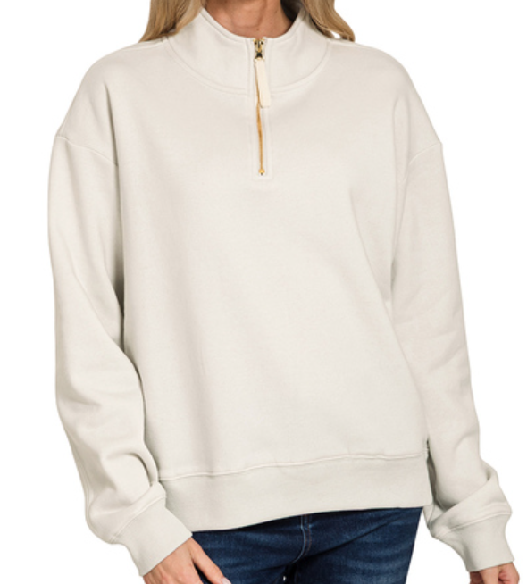 Fleece half zip sweatshirt