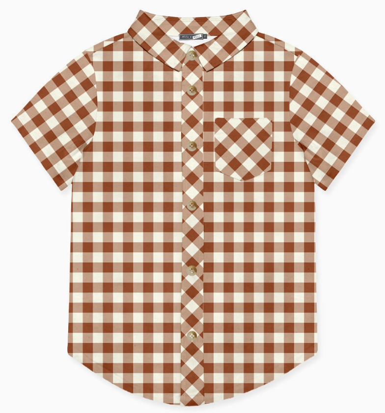 Caramel Cafe Check Short-Sleeve Button-Up