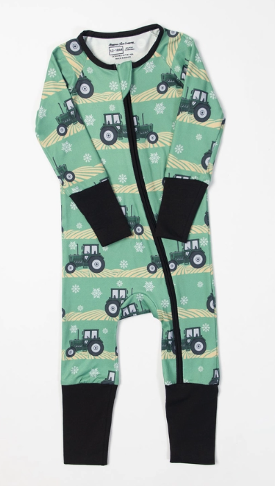 Green Tractor Christmas Baby Zippy