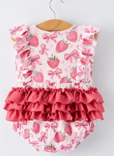 Summer Strawberry Bow Romper
