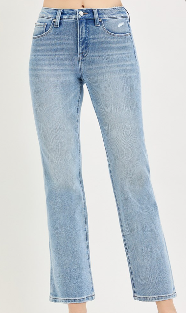 Risen - Tummy Control Mid Rise Ankle Straight Jeans