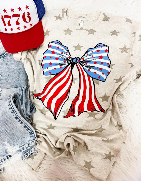 Youth Patriotic Bow Tee