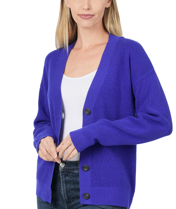 Viscose Sweater Cardigan - Blue