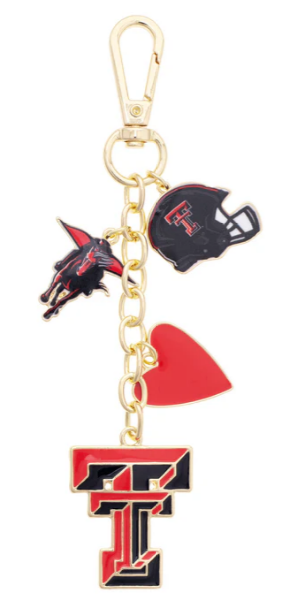 Texas Tech Red Raiders Heart Cluster Bag Charm