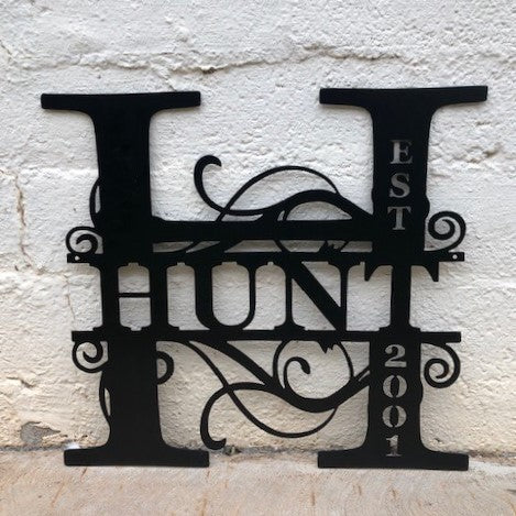 Monogram Split Letter Personalized Metal (Hunt)