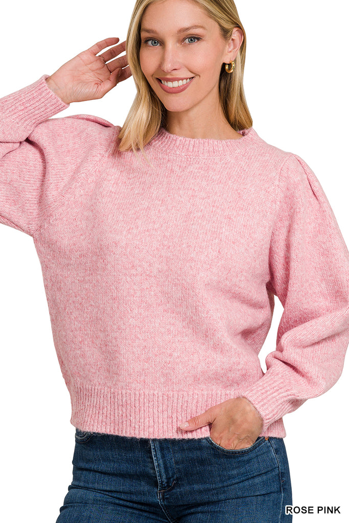 Melany Puff Sleeve Round Neck Sweater