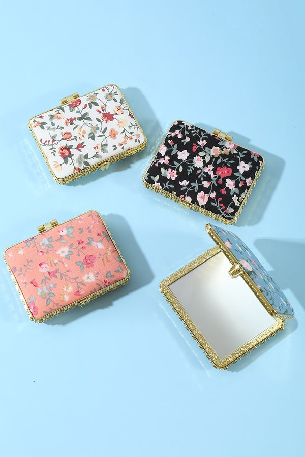 Floral Double Sided Folding Mini Hand Mirror