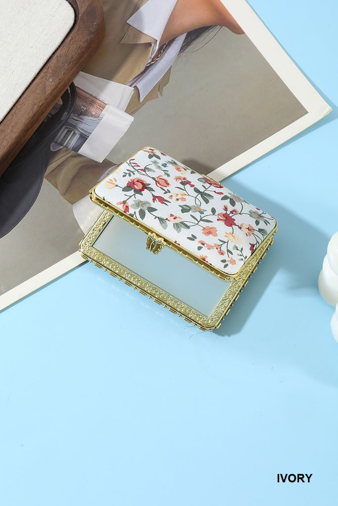 Floral Double Sided Folding Mini Hand Mirror
