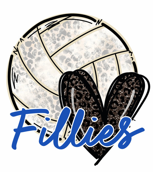 Fillies Volleyball Glitter Heart Tee