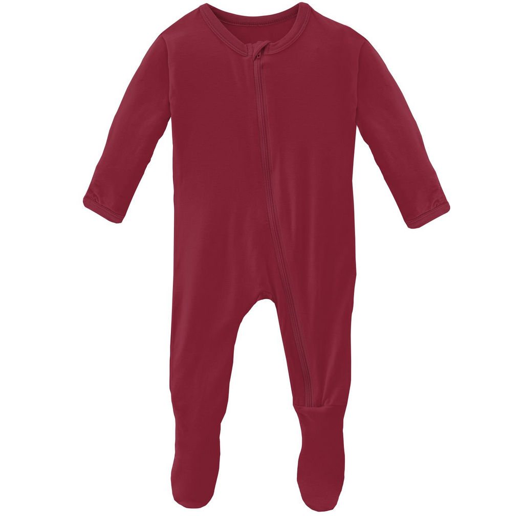 Kickee Pants Footie Pajamas with Zipper - Crimson