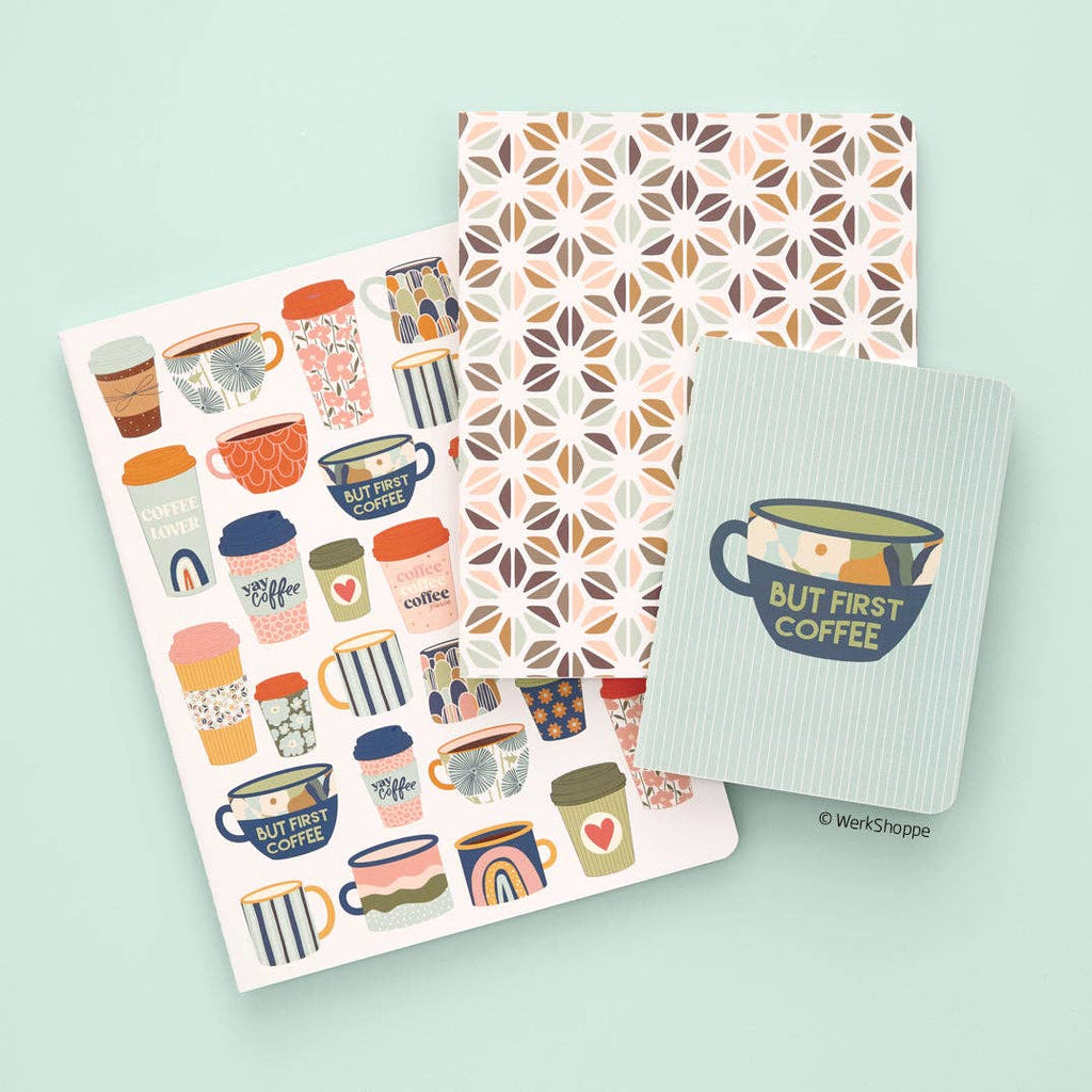 WerkShoppe - But First Coffee Stitched Notebook Set