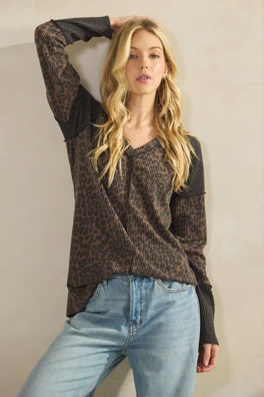 LONG ANIMAL URBAN RIBBED AND SOLID TOP