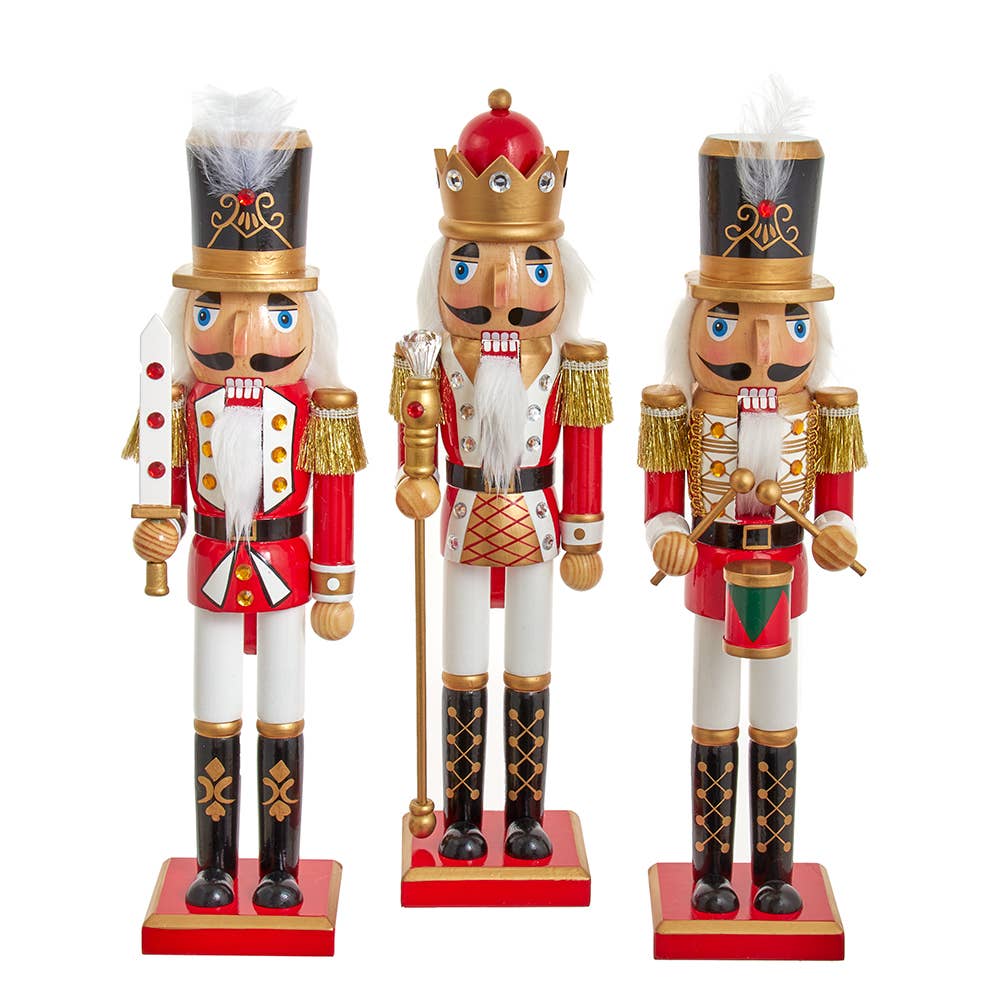 15"RD/WHITE SOLDIER/KING NUTCRACKER 3A