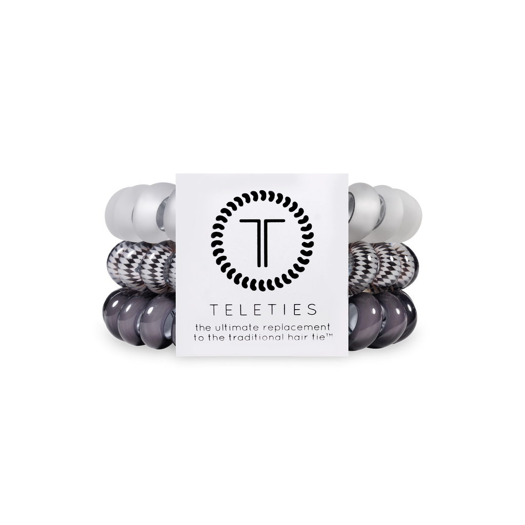 TELETIES - Spiral Hair Coils | Large | Silver Flames Hair Ties