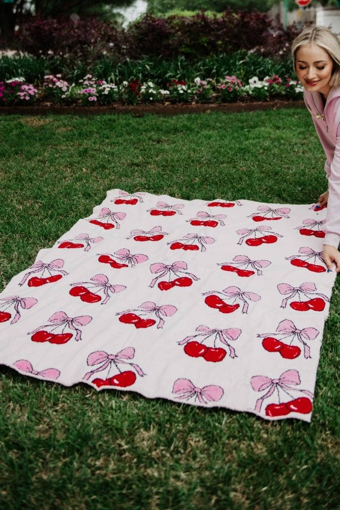 Cherry Bows All Over Soft  Blanket