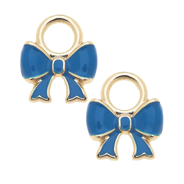 Enamel Bow Huggie Charm (Set of 2): Teal