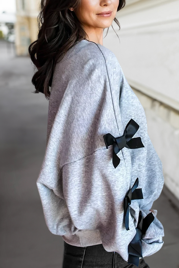 Bow Knot Decor Long Sleeve Sweatshirt